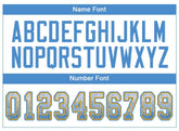 Custom White Powder Blue-Gold Drift Fashion Mesh Authentic Football Jersey